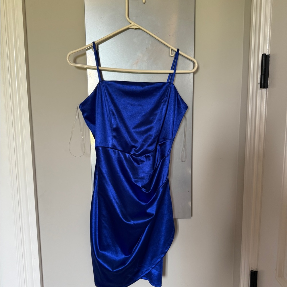 Elegant Blue Satin Dress
